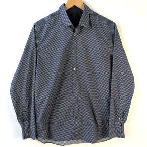 Ted Baker London Navy Blue Print Long Sleeve Button Down Shirt Men's Size 4/US L